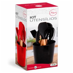 Kit utensilios 7pcs silic cabo madeira       cx:012